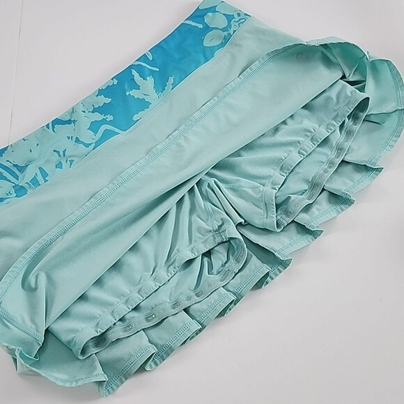 Lululemon Speed Skirt Skort Aruba Frisbee Sunset Floral Blue Aquamarine Size 6 - Picture 7 of 13